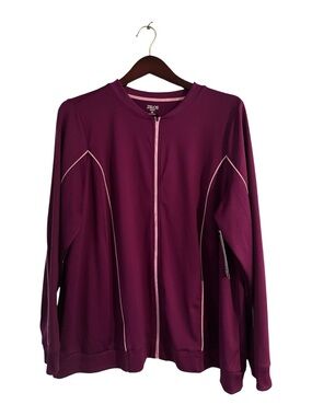 Women's Zelos Plum & Pink Long Sleeve Full Zip Moisture Wicking Jacket 2X